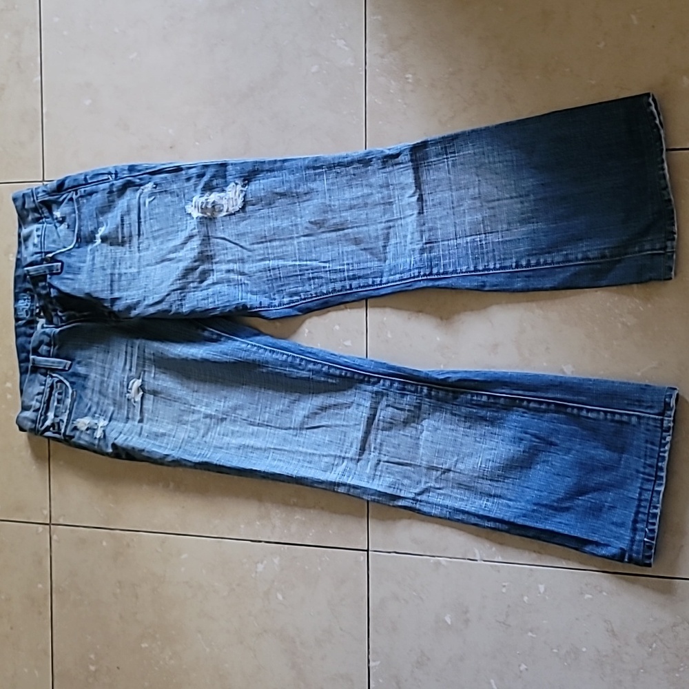 Sacred Blue Blue Low Rised BootCut Ripped Jeans